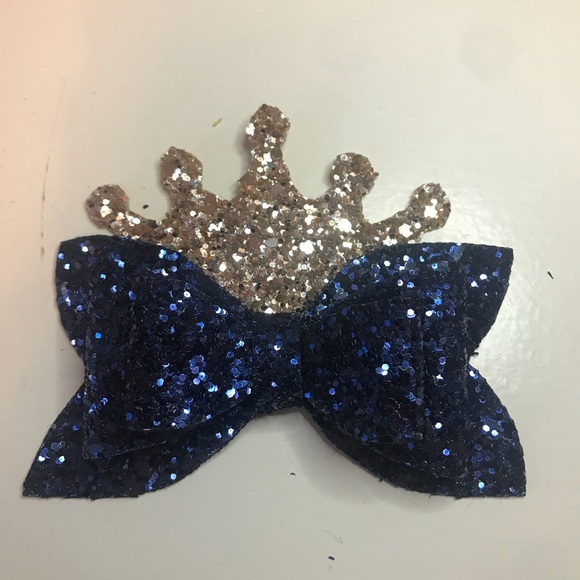 SAPPHIRE BLUE BIRTHSTONE MONTH CROWN PRINCESS BOW - Picture 4 of 4